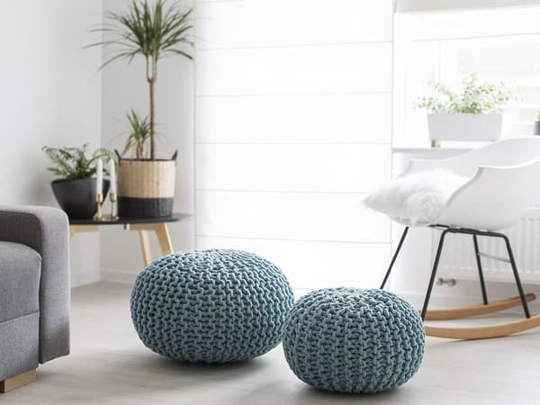 Rahi vaaleansininen puuvilla ⌀ 50 x 35 cm neulottu pyöreä EPS-helmirae moderni boho tyyli