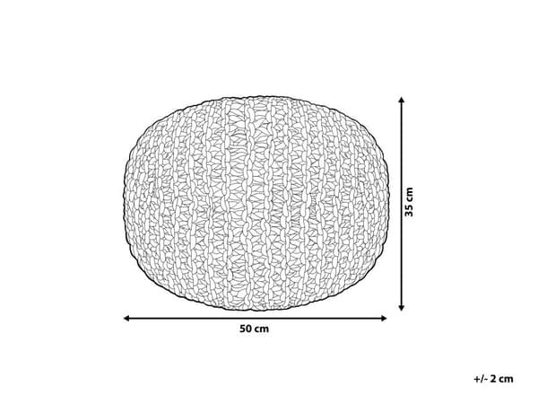 Sittpuff Ottoman Gul Stickad Bomull EPS-pärlor fyllning Rund Liten fotpall 50 x 35 cm