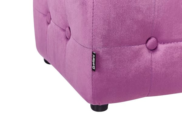 Fotpall Lila Sammet Kubform Tuftad klädsel