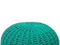 Miniatyrbild 4 av 6: Sittpuff Ottoman Smaragdgrön Stickad Bomull EPS-pärlor fyllning Rund Liten fotpall 50 x 35 cm
