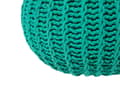 Miniatyrbild 5 av 6: Sittpuff Ottoman Smaragdgrön Stickad Bomull EPS-pärlor fyllning Rund Liten fotpall 50 x 35 cm