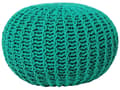 Miniatyrbild 1 av 6: Sittpuff Ottoman Smaragdgrön Stickad Bomull EPS-pärlor fyllning Rund Liten fotpall 50 x 35 cm
