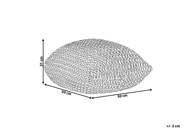 Sittpuff Ottoman Gul Stickad Bomull EPS-pärlor fyllning Rund Liten fotpall 50 x 50 cm