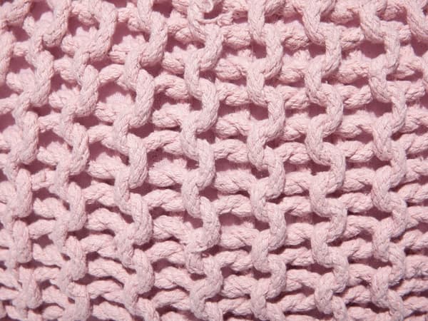 Puff Ottoman Rosa Stickad bomull EPS-pärlor Fyllning Rund Liten fotpall 50 x 35 cm