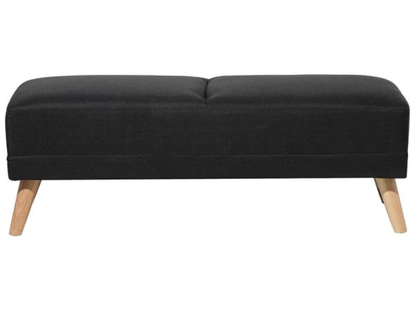 Ottoman Svart Tyg Stoppad Rektangulär Ben i massivt trä Minimalistisk Modern Vardagsrum