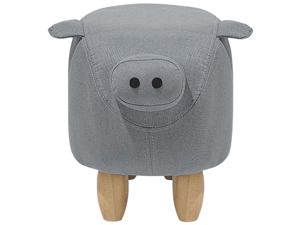 Djur Gris Barnpall Grå Tyg Träben Barnrum Fotstöd