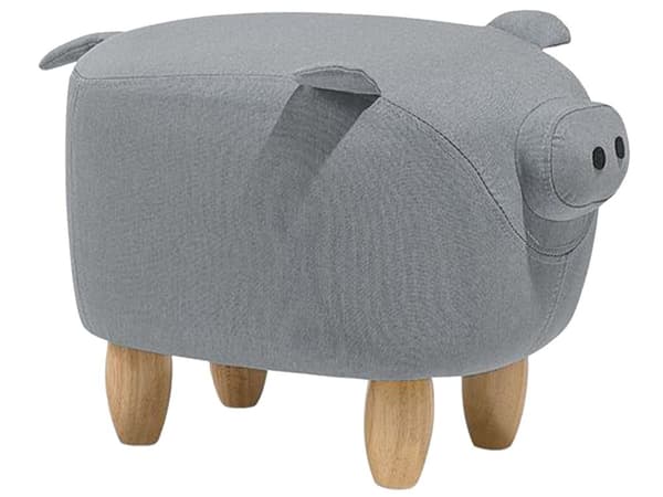 Djur Gris Barnpall Grå Tyg Träben Barnrum Fotstöd