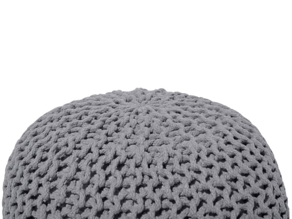 Puff Ottoman Mörkgrå Stickad bomull EPS-pärlor Fyllning Rund Liten fotpall 50 x 35 cm