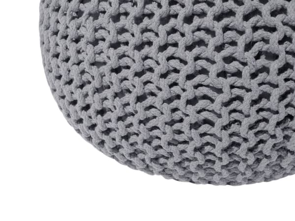 Puff Ottoman Mörkgrå Stickad bomull EPS-pärlor Fyllning Rund Liten fotpall 50 x 35 cm