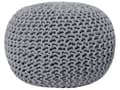 Miniatyrbild 1 av 6: Puff Ottoman Mörkgrå Stickad bomull EPS-pärlor Fyllning Rund Liten fotpall 50 x 35 cm