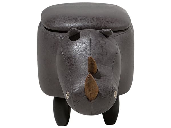 Barnpall med förvaring Mörkgrå Konstläder Träben Barnrum Sittpuff