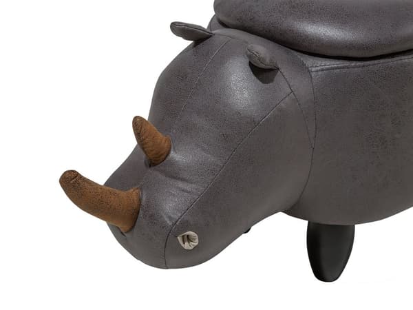 Barnpall med förvaring Mörkgrå Konstläder Träben Barnrum Sittpuff