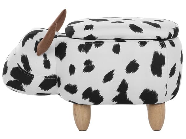 Barnpall med förvaring Svart och Vit Konstläder Träben Barnrum Sittpuff