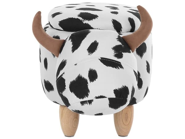 Barnpall med förvaring Svart och Vit Konstläder Träben Barnrum Sittpuff