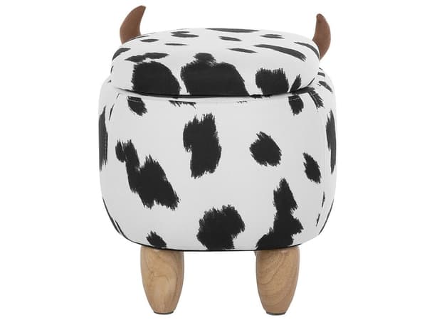 Barnpall med förvaring Svart och Vit Konstläder Träben Barnrum Sittpuff