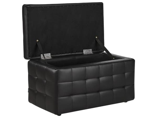 Rahi musta 72 x 40 x 42 cm keinonahka säilytystila tuftattu suorakulmainen retro glamour