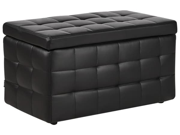Rahi musta 72 x 40 x 42 cm keinonahka säilytystila tuftattu suorakulmainen retro glamour