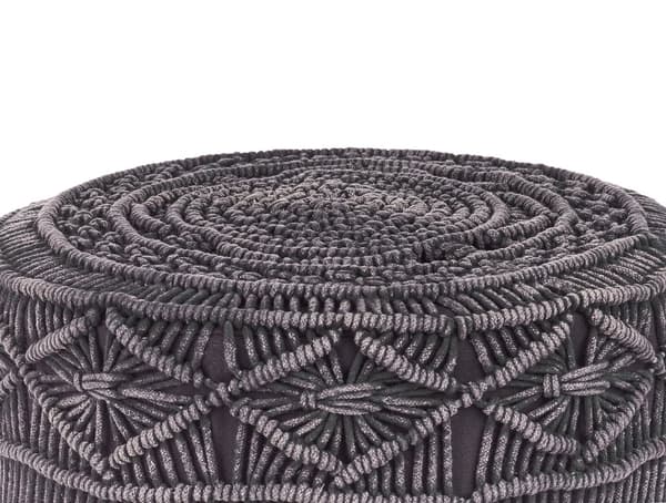 Jakkara grafiitinharmaa 42 x 33 x 42 cm puuvilla puujalat käsintehty pyöreä makrameepunos boho