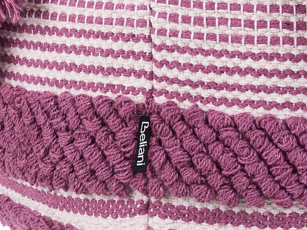 Puff Rosa Bomull Tofsar och ränder Dekorativ Boho Rustik
