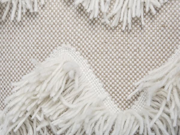 Puff Beige Bomull Tofsar Dekorativ Boho Rustik