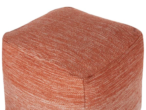 Puff Orange och Vit Bomull 3 Stripes Kub Boho Skandinavisk