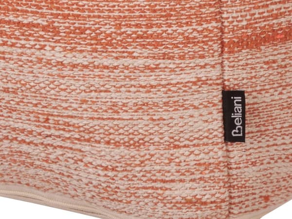 Puff Orange och Vit Bomull 3 Stripes Kub Boho Skandinavisk