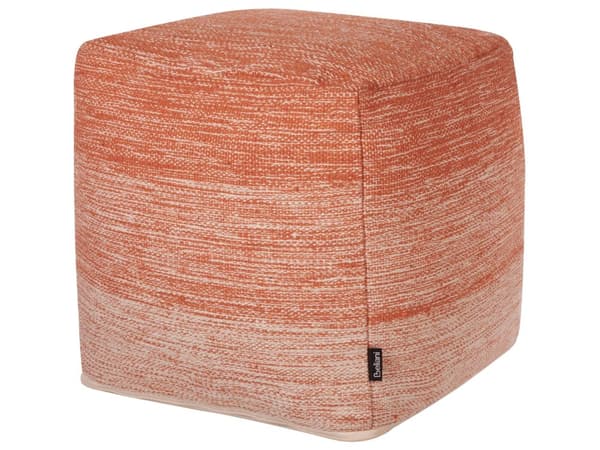Puff Orange och Vit Bomull 3 Stripes Kub Boho Skandinavisk