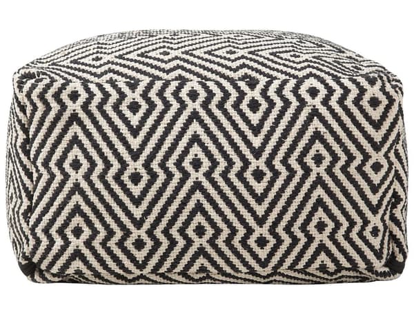 Puf Sort Hvid Polyester 50 x 30 cm Firkantet Siddepuf Mønstret Skammel til Stue Moderne Skandinavisk Indretning til Soveværelse Børneværelse