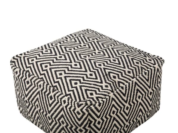 Puf Sort Hvid Polyester 50 x 30 cm Firkantet Siddepuf Mønstret Skammel til Stue Moderne Skandinavisk Indretning til Soveværelse Børneværelse