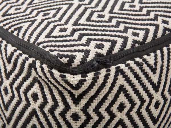 Puf Sort Hvid Polyester 50 x 30 cm Firkantet Siddepuf Mønstret Skammel til Stue Moderne Skandinavisk Indretning til Soveværelse Børneværelse