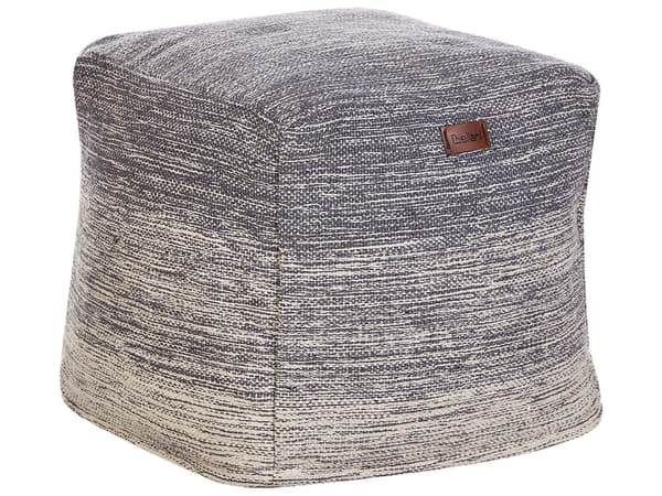 Puf Grå og Hvid Bomuld 3 Stripes Cube Boho Skandinavisk
