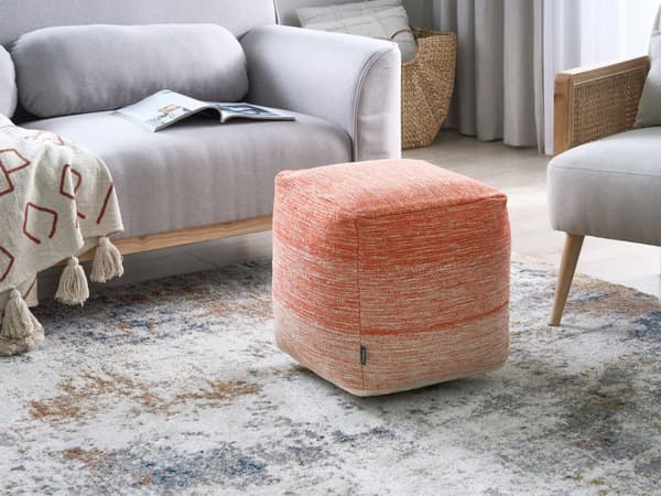 Puf Orange Bomuld 40 cm Skandinavisk Moderne Design Stribet Sæde Multifunktionel Fodskammel Skammel Stue Indretning Soveværelse Børneværelse