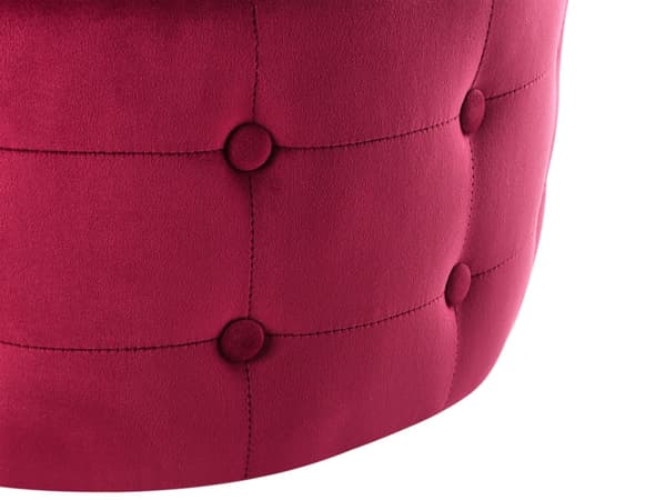 Fodskammel Pink velour rund puf-knap tuftet polstring