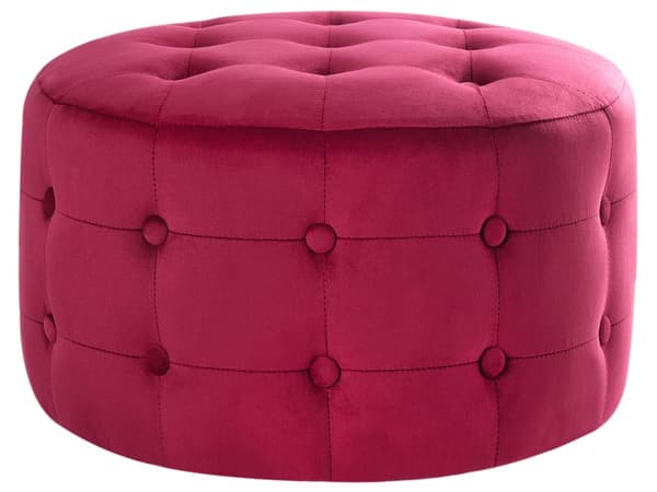Fodskammel Pink velour rund puf-knap tuftet polstring