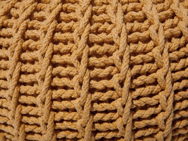 Puf Gul Strikket Bomuld 50x35 cm Boho Moderne Design Rund Fodskammel Skammel Fodstøtte Siddepuf Nyt Hjem Boligindretning Sæde Stue Soveværelse