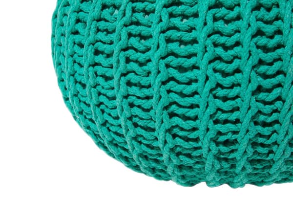 Puf Smaragdgrøn Strikket Bomuld 50x35cm Boho Moderne Design Rund Grøn Fodskammel Skammel Fodstøtte Siddepuf Nyt Hjem Boligindretning Sæde Stue