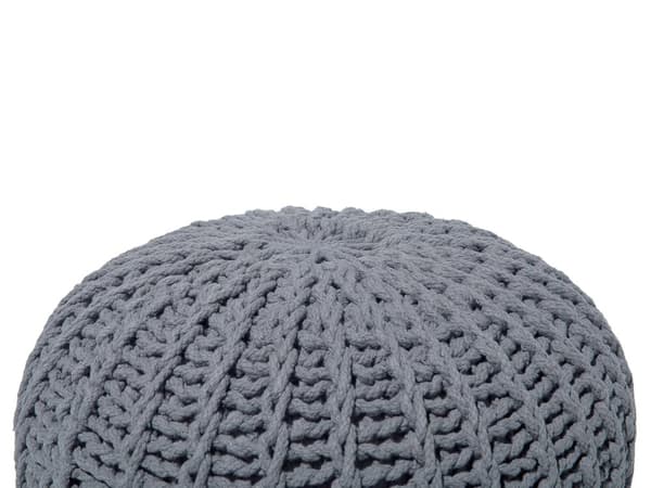 Puf Mørkegrå Strikket Bomuld 50x35cm Boho Moderne Design Rund Fodskammel Skammel Fodstøtte Siddepuf Nyt Hjem Sæde Stue Indretning Soveværelse