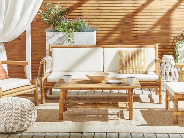 Puf Beige Strikket Bomuld 50x35 cm Boho Moderne Design Rund Fodskammel Skammel Fodstøtte Siddepuf Nyt Hjem Sæde Stue Indretning Soveværelse