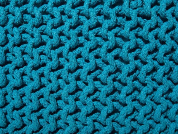 Puf Strikket Bomuld Søblå 50x50x31 cm Firkantet Boho Moderne Design Blå Fodskammel Skammel Fodstøtte Siddepuf Sæde Indretning Stue Soveværelse