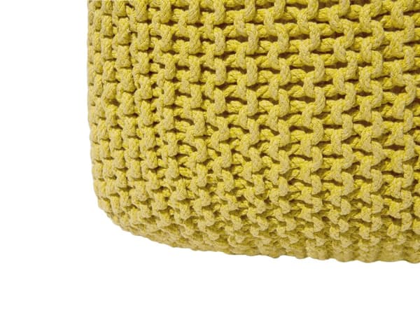 Puf Strikket Bomuld Gul 50x50x31 cm Firkantet Boho Moderne Design Fodskammel Skammel Fodstøtte Siddepuf Sæde Boligindretning Stue Soveværelse