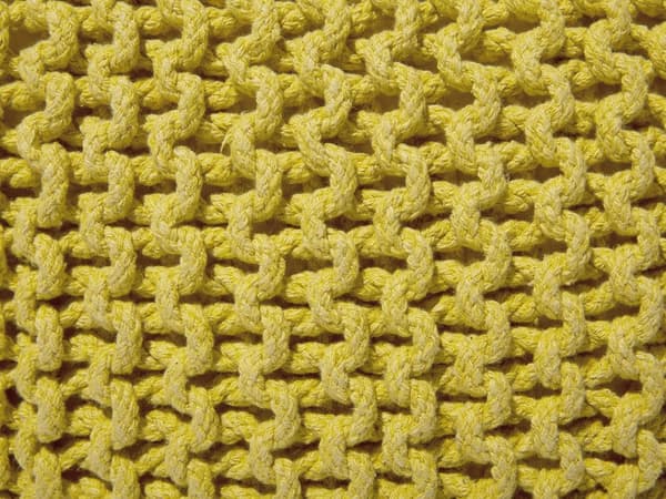 Puf Strikket Bomuld Gul 50x50x31 cm Firkantet Boho Moderne Design Fodskammel Skammel Fodstøtte Siddepuf Sæde Boligindretning Stue Soveværelse