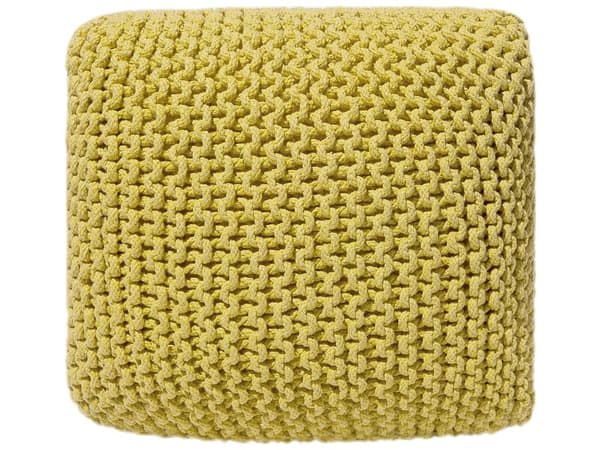 Puf Strikket Bomuld Gul 50x50x31 cm Firkantet Boho Moderne Design Fodskammel Skammel Fodstøtte Siddepuf Sæde Boligindretning Stue Soveværelse