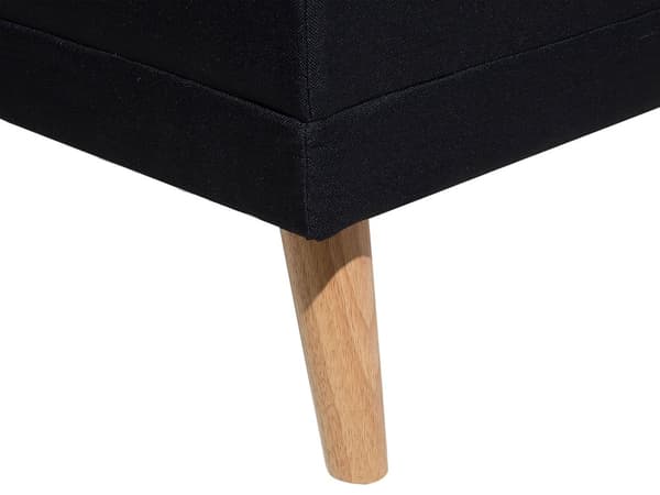 Fodskammel Polstret Sort Polyester i Lyst Gummitræ 128 x 45 cm Rektangulære Blød Fodskammel Minimalistisk Moderne Høj Kvalitet