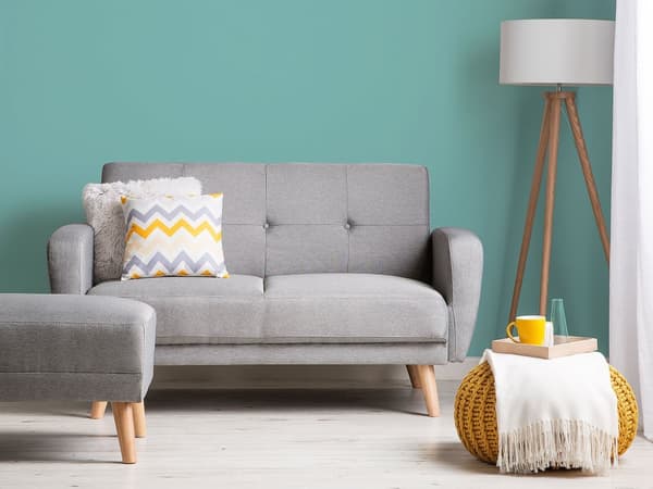 Fodskammel Polstret Grå Polyester Rektangulære Massivt Træben Minimalistisk Moderne Stil