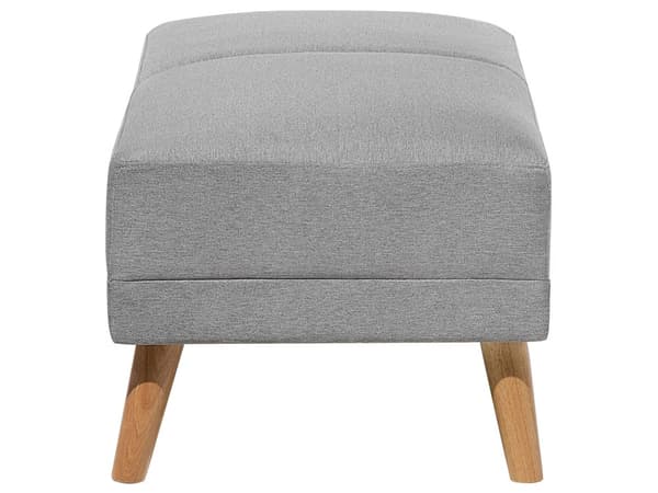 Fodskammel Polstret Grå Polyester Rektangulære Massivt Træben Minimalistisk Moderne Stil