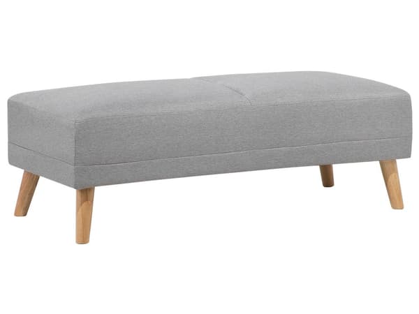 Fodskammel Polstret Grå Polyester Rektangulære Massivt Træben Minimalistisk Moderne Stil