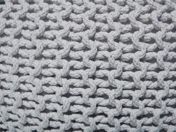 Puf Lysegrå Strikket Bomuld EPS Perler Fyld Rund Lille fodskammel 50 x 35 cm