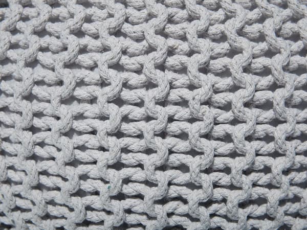 Puf Lysegrå Strikket Bomuld EPS Perler Fyld Rund Lille fodskammel 50 x 35 cm