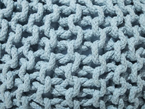Puf Strikket Himmelblå 50x35 cm Boho Moderne Design Rund Lyseblå Blå Fodskammel Skammel Fodstøtte Siddepuf Sæde Indretning Stue Soveværelse