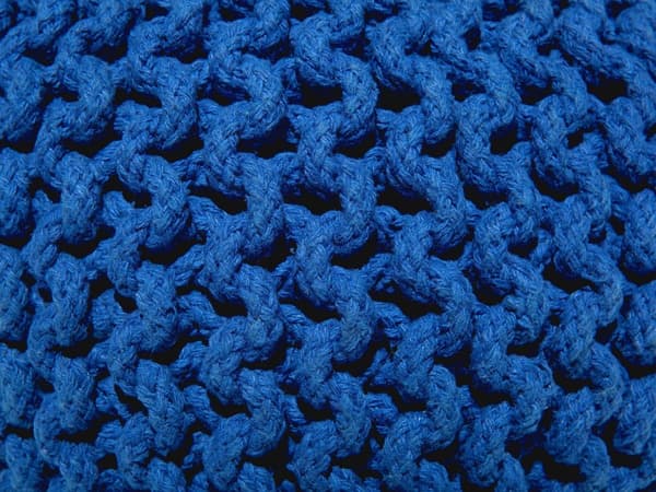 Puf Strikket Bomuld Mørkeblå 40x25 cm Boho Moderne Design Rund Navy Blå Fodskammel Skammel Fodstøtte Siddepuf Mørkeblå Indretning Soveværelse